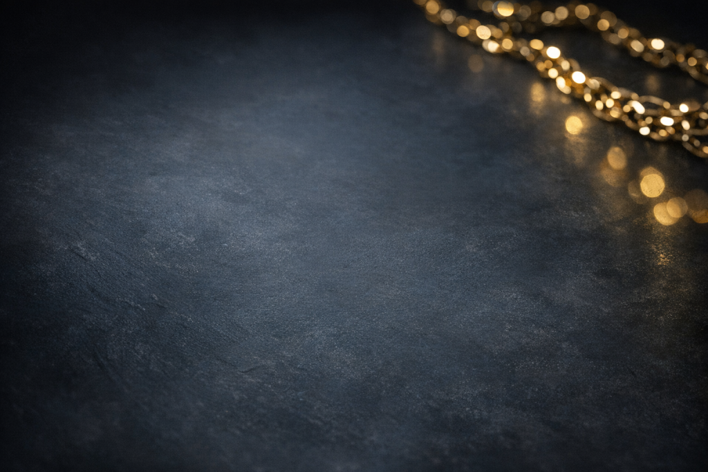 [dark] Baggrund til testimonials: mørkere, rolig tekstur med diskrete glimt fra smykker, så hvid tekst kan ligge ovenpå uden at forstyrres.