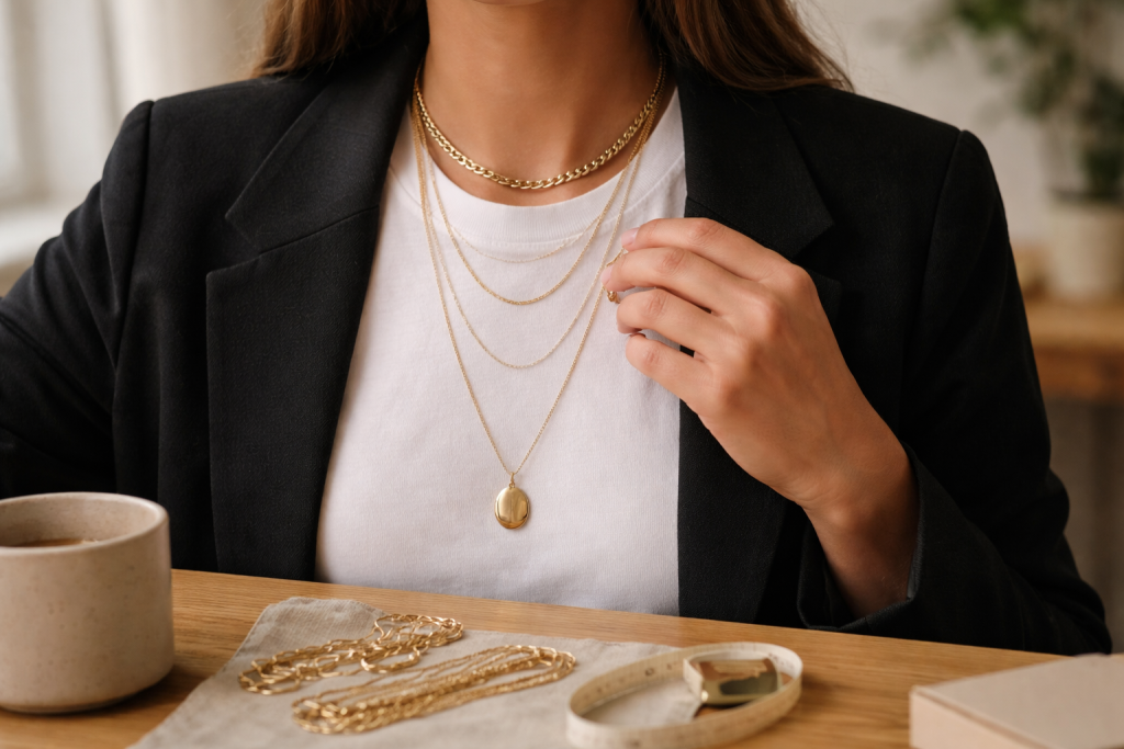 Halskæde layering uden knuder: mine længde-regler og 3 opskrifter, der virker